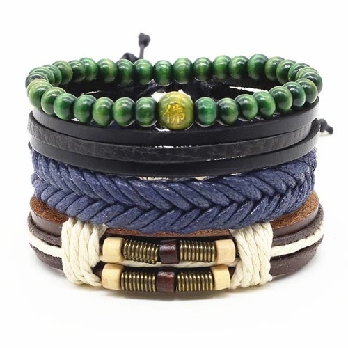 4-in-1 Bead Leather Bracelet Set