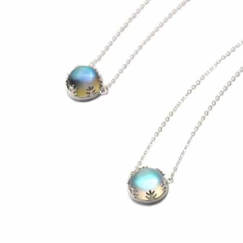 Aurora Borealis Halo Gemstone Silver Necklace