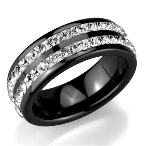 Black Stainless Steel Ceramic Double Row Ring