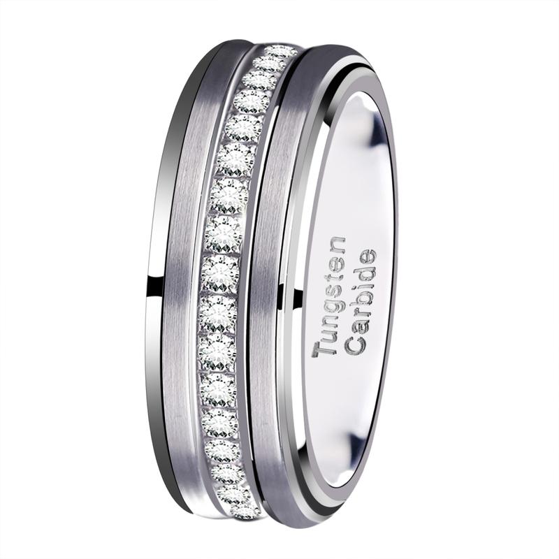 Crystal-covered Tungsten Carbide Ring