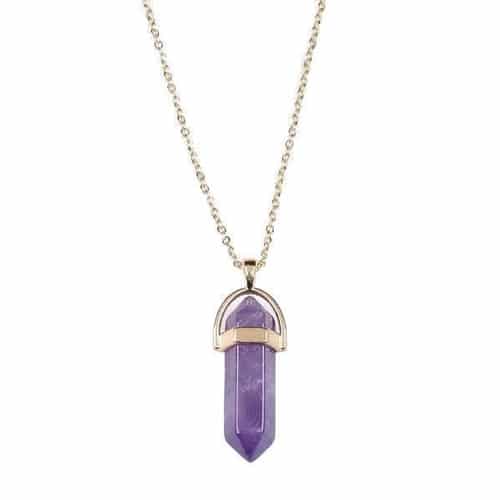 Natural Crystal Pendant Gold Necklace