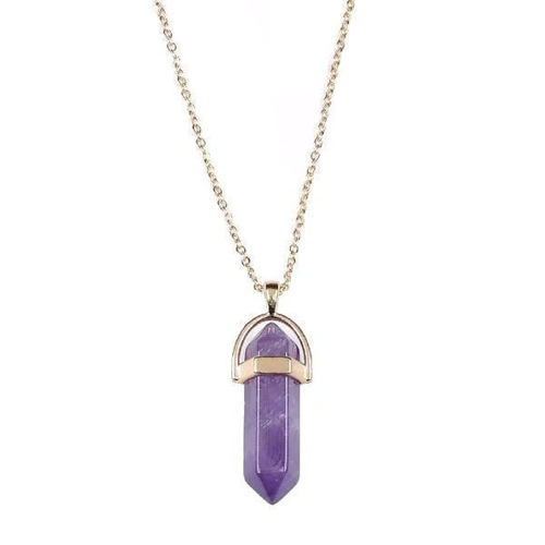 Natural Crystal Pendant Gold Necklace
