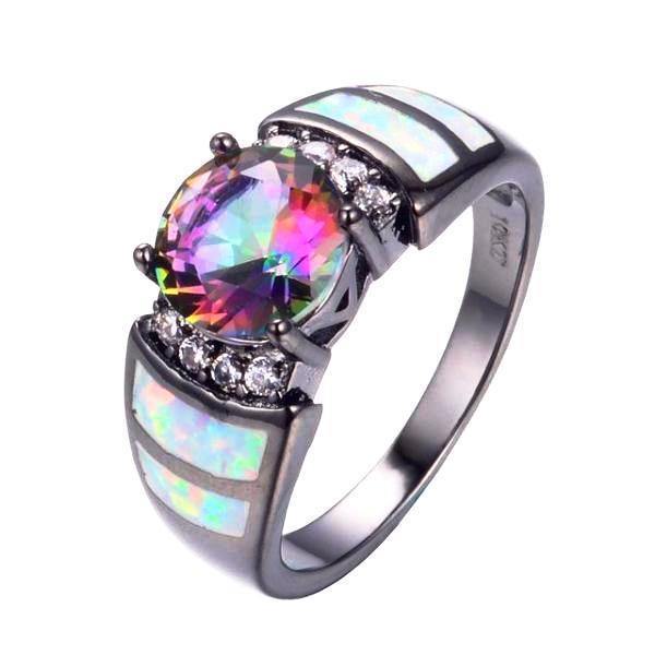 Mystic Rainbow Black Opal Ring