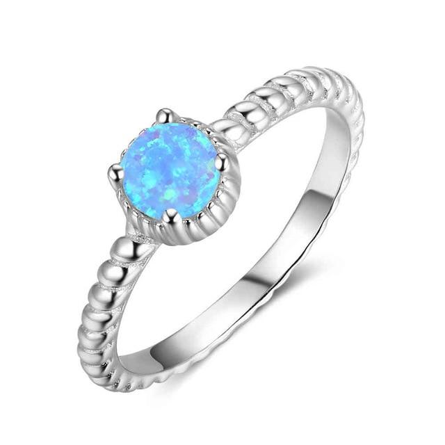 ROUND OPAL STERLING SILVER RING