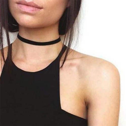 Simple Lace Band Bar Trendy Collar Choker Necklace Minimalist O Ring Velvet Choker Black Velvet Collar Choker Necklace