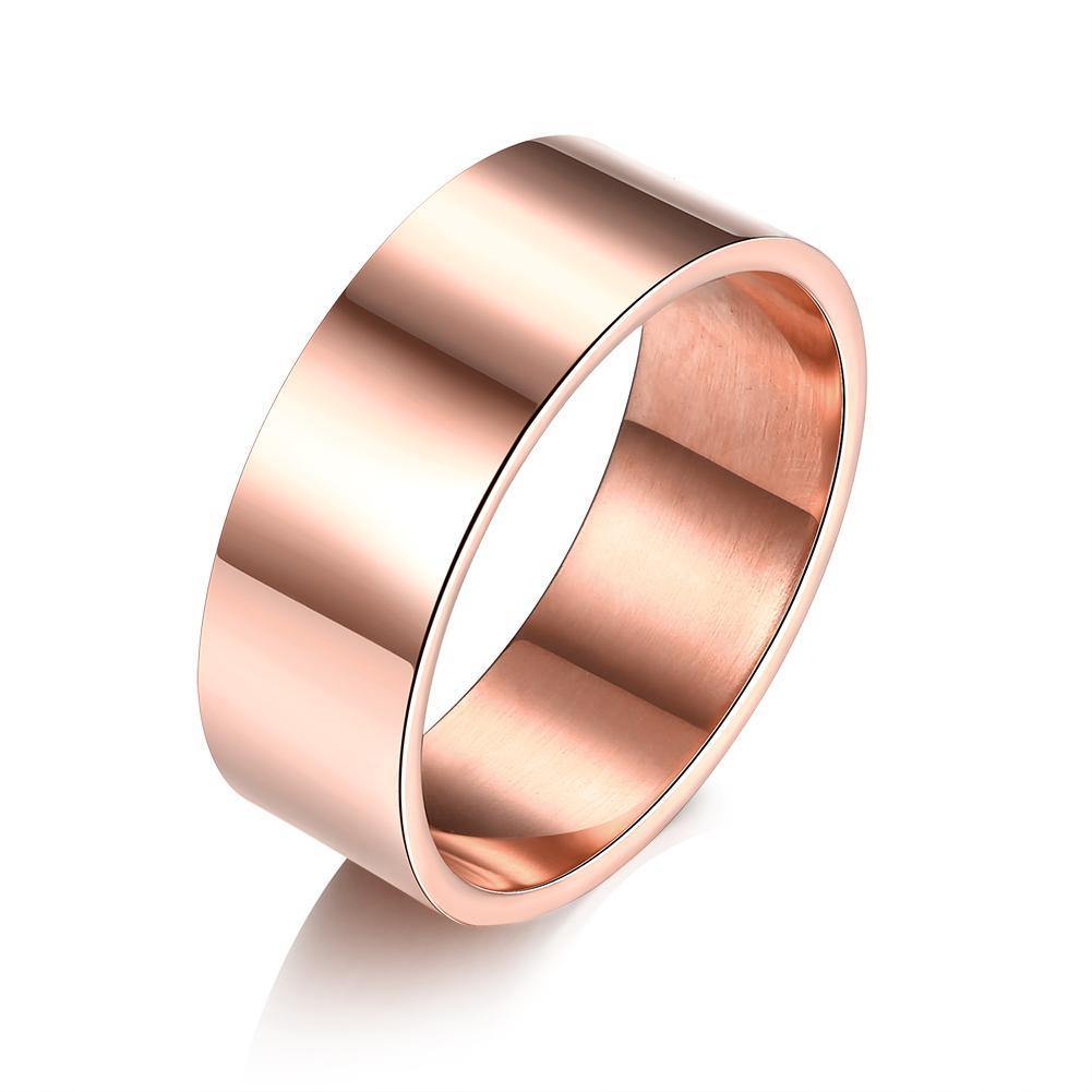 18K Rose Gold over Stainless Steel Thick Band Ring