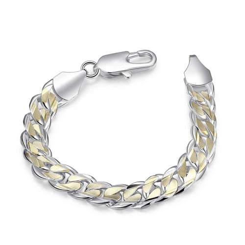 Two Tone Grenoble 18K White Gold Plated Chain Bracelet