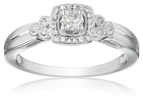 Amazon Collection 10K White Gold Diamond Engagement Ring