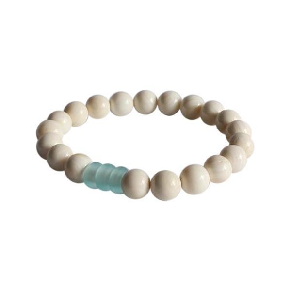 Gift for Men Stackable Bracelet Stretchy Bracelet women or teens Beaded Bracelets Mix and Match Trendy White Marble Beaded Bracelet
