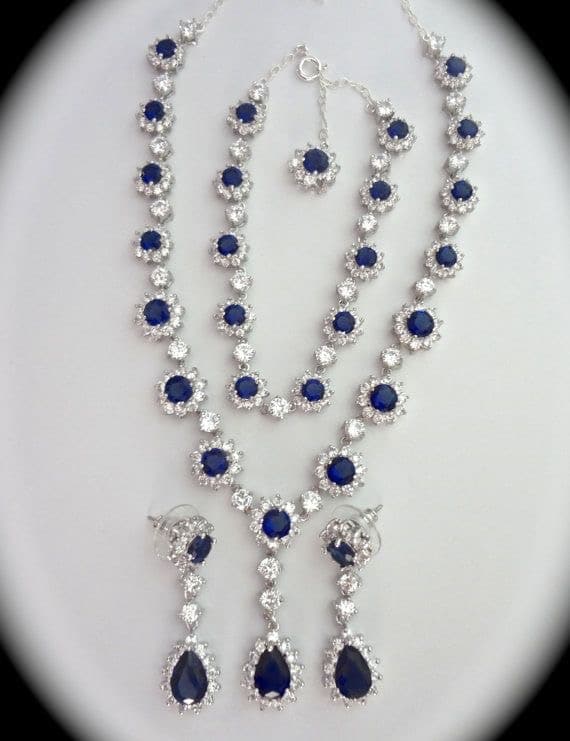 Blue Sapphire Jewellery Bridal Set