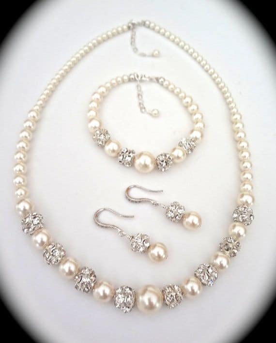 Bridal Jewelry Pearl Set Sterling Silver