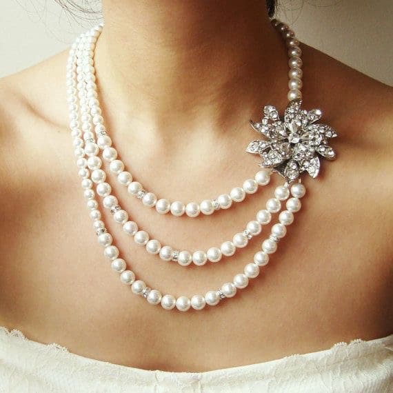 Bridal Pearl Necklace Vintage Wedding Jewelry