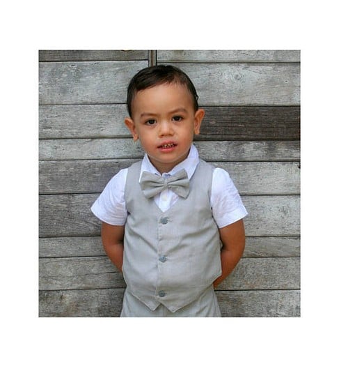 Chic Rustic Beige Vest For Ring Bearers Wedding Perfection