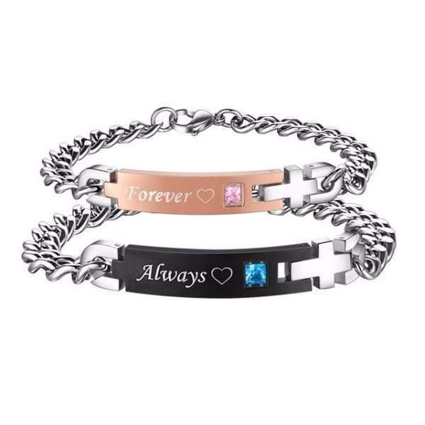 'Always' and 'Forever' Stainless Couples Bracelet