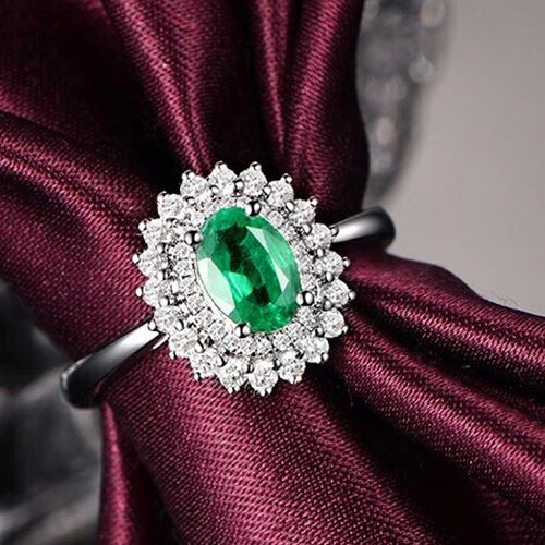 Emerald And White Gold Engagement Rings