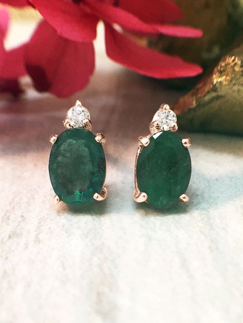Emerald Earrings Studs for Her