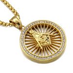  Freemasonry Wheel Crystal Charm Necklaces