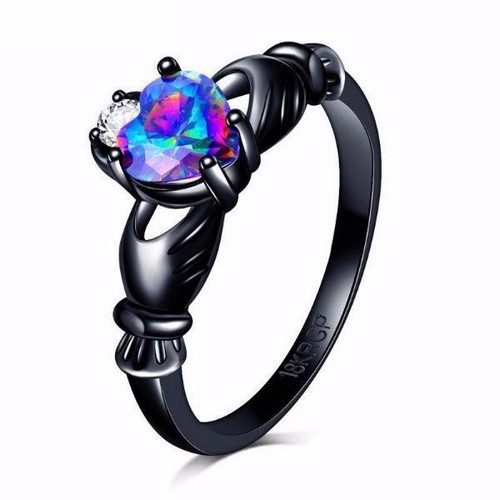 Opal Heart Engagement Ring