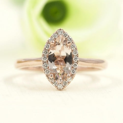 Pink Oval Cut Morganite Engagement Ring