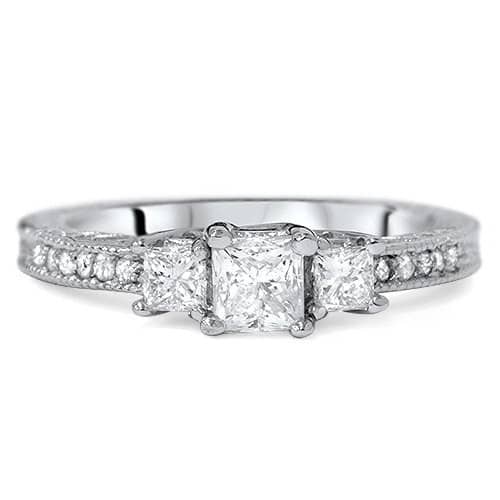 Princess Cut Morganite Engagement Ring