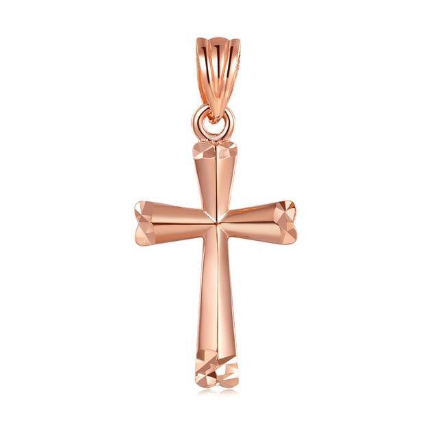 18K Rose Gold Cross Pendant Necklace

