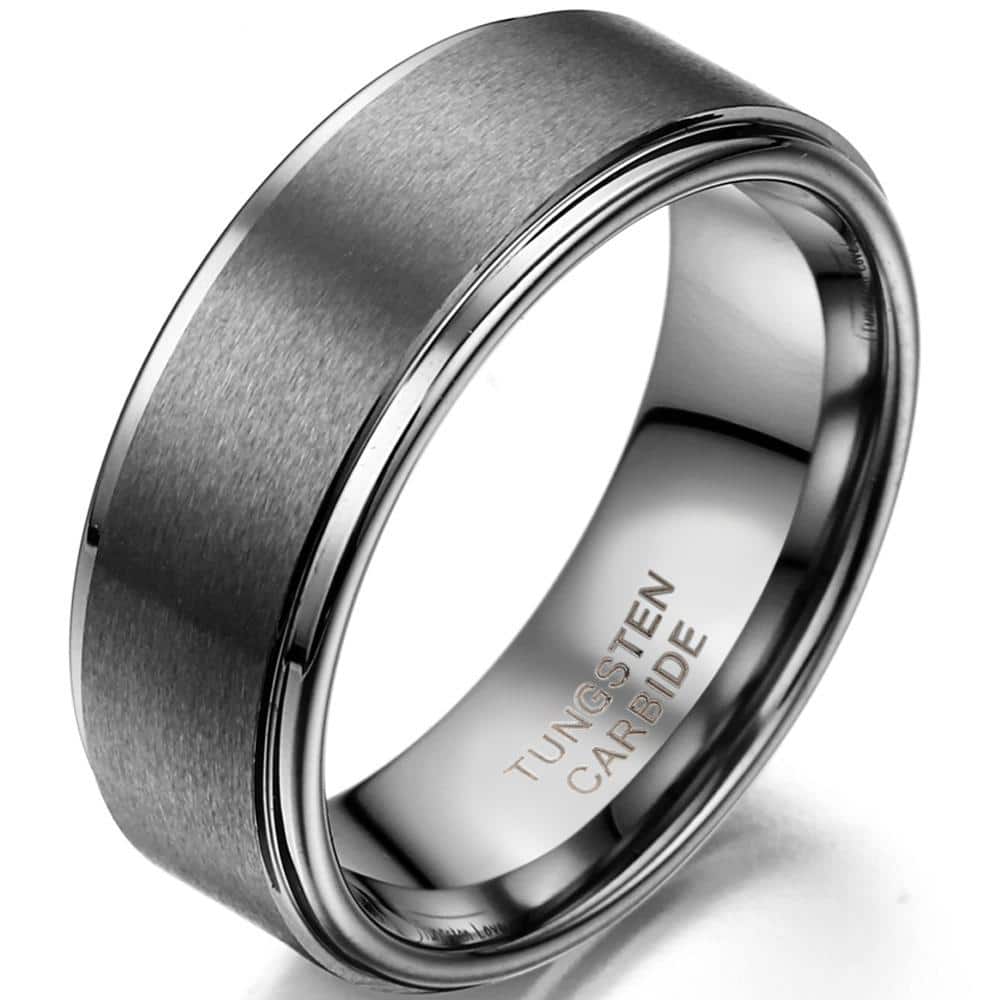 8mm Silver Tungsten Carbide Ring