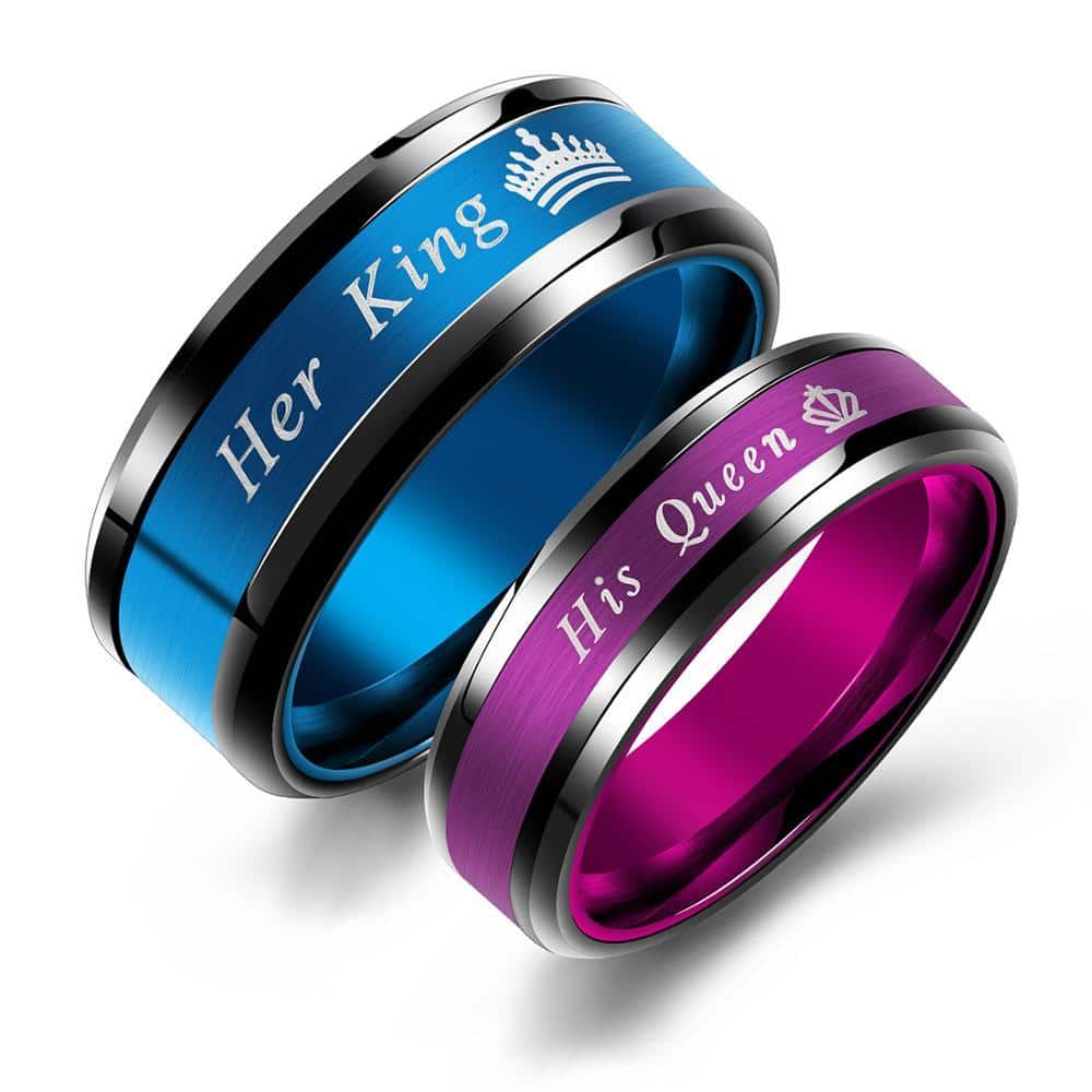 Her King His Queen Stainless Steel Luminous Couple Rings
