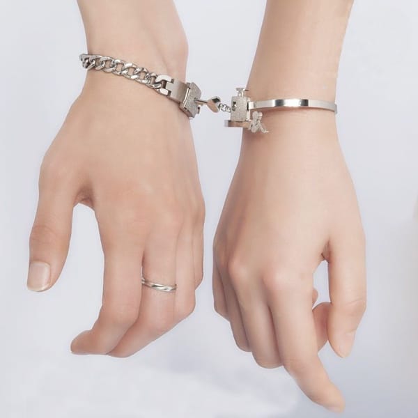 silver couple bracelets