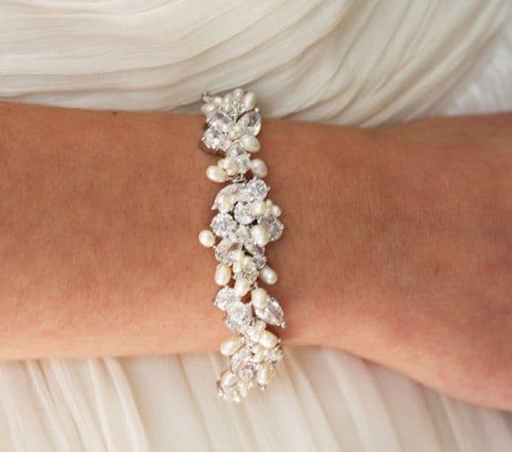 Wedding Jewelry Rhinestone, Freshwater Pearl and Swarovski Crystal Bridal Bracelet