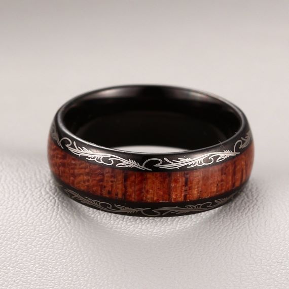 Wooden Stainless Steel Unique Mens Wedding Bands